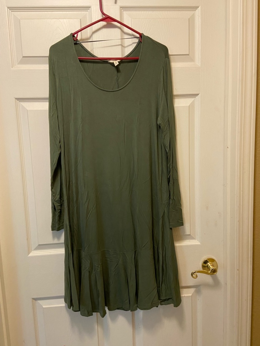 Terra & Sky Olive Green Long Sleeve Swing Dress